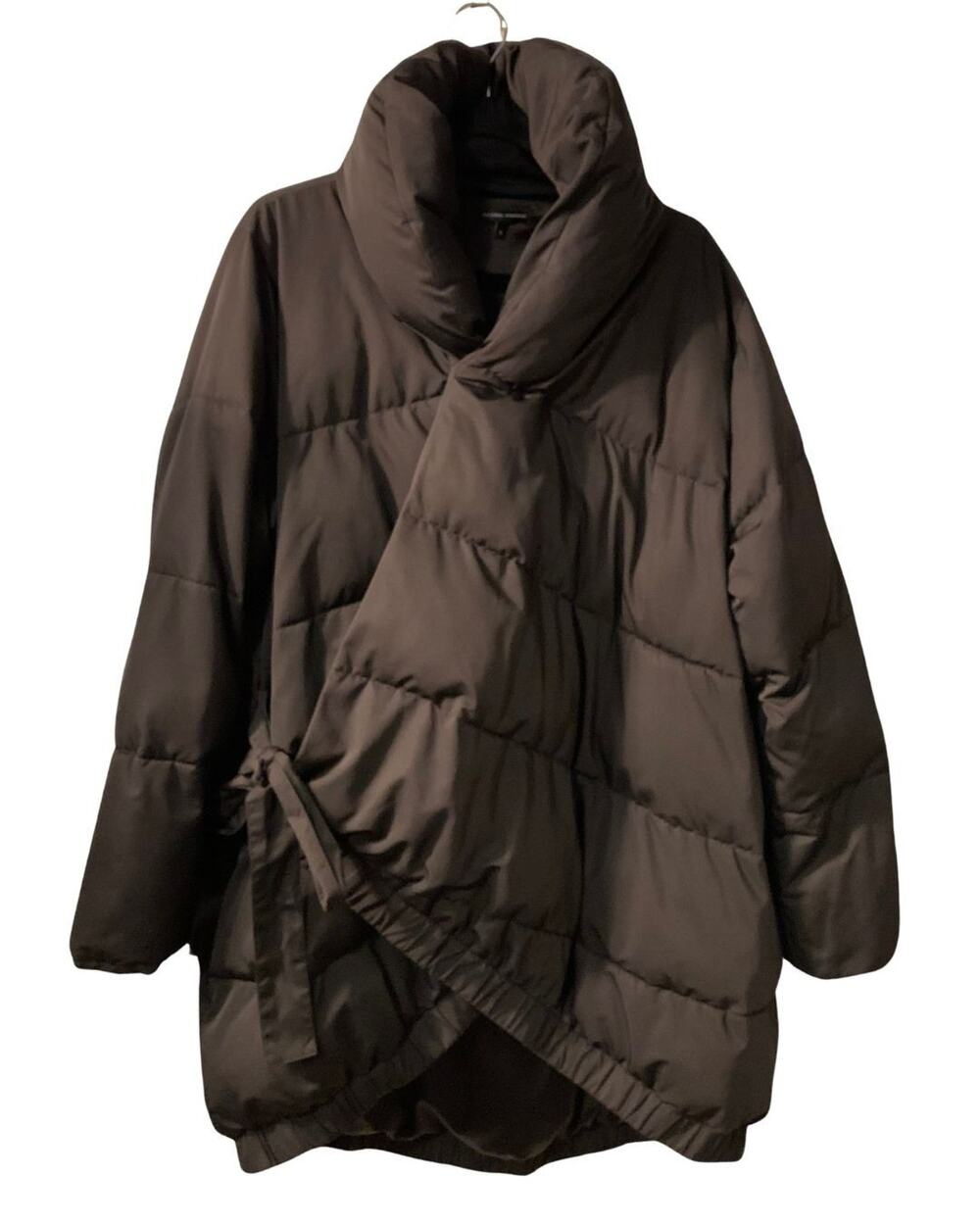 Universal Standard Womens Kanda Puffer Jacket Size 1X 14 16 Black Wrap Tulip Hem